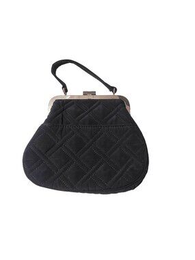 Vera Bradley Quilted Black Clutch Purse, Snap Kiss Lock Close Evening Bag Clutch